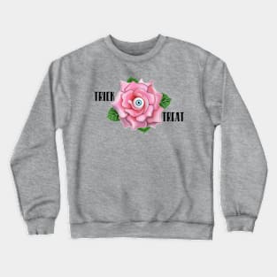 Spooky pink rose treat or treat (pink background) Crewneck Sweatshirt